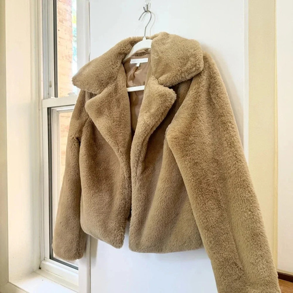 Revolve More To Come Payton Faux Fur Jacket in Beige - Picture 4 of 12